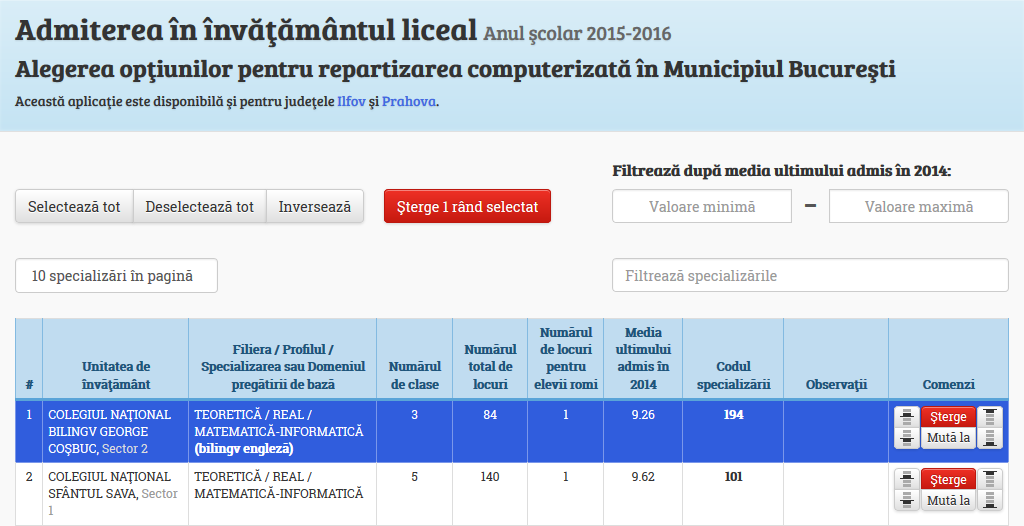 Admitere 2015