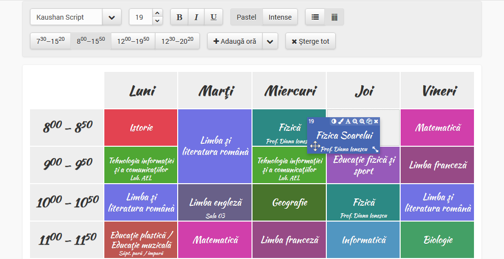 Editor de orar şcolar